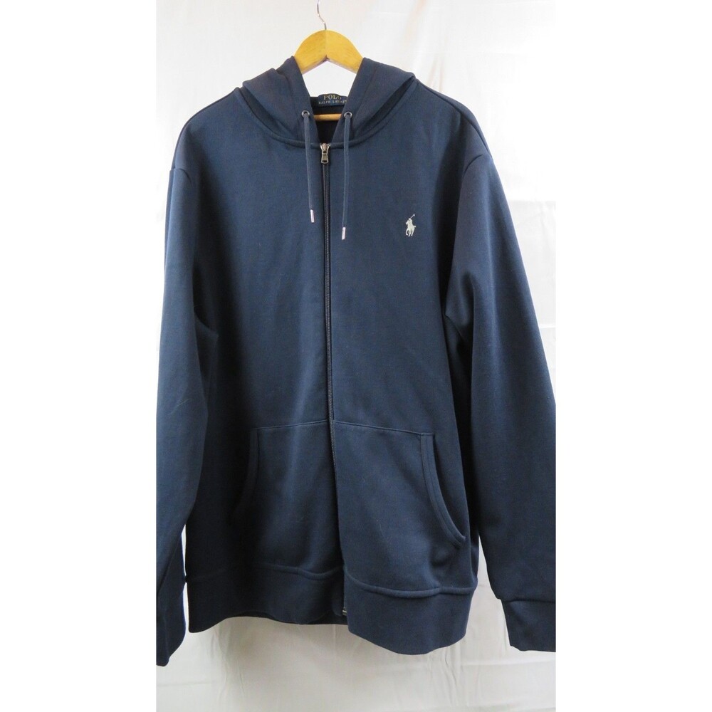 Polo Ralph Lauren Men's Navy Double Knit Full Zip Hoodie XXL Embroidered Logo